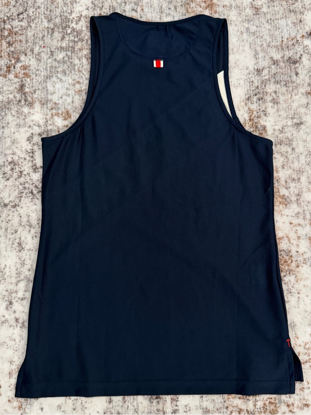 Tracksmith, Navy Blue, Mesh, Running, Van Cortlandt Singlet Tank Top | W Small - Picture 2 of 7